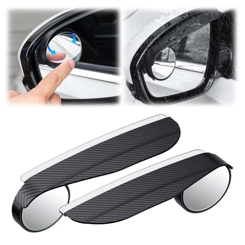 YOUNICE 2 in 1 Auto Seitenspiegel Regenschutz mit Toter-Winkel-Spiegel Carbon Fiber Auto Regen Visier Guard 360 ° Einstellbar mit Selbstklebenden von YOUNICE