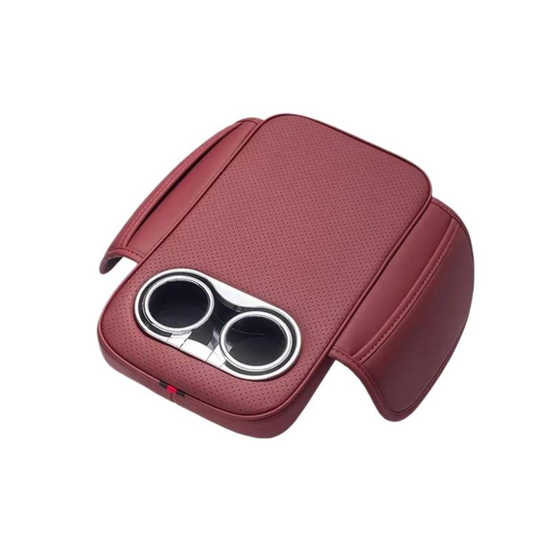 Lanliuhui Store Armlehnenkissen for die Mittelkonsole im Auto mit 2 Getränkehaltern und Seitentaschen, PU-Leder, erhöhte Auto-Armlehnenpolster, Auto-Armlehnenbezug(Red) von YOURNAME