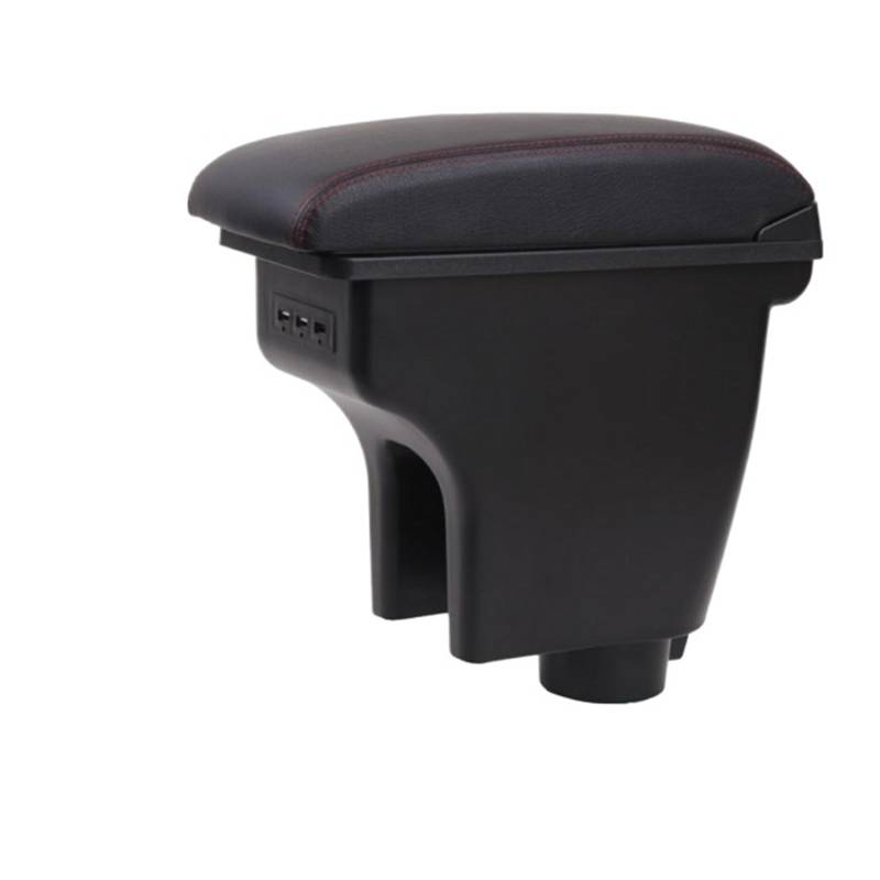 Lanliuhui Store Kompatibel mit Aveo T200/T250 2002–2011, drehbare Aufbewahrungsbox for die Mittelkonsole aus Leder, Armlehnenbecher, Armlehne 2008–2010(Black red line) von YOURNAME