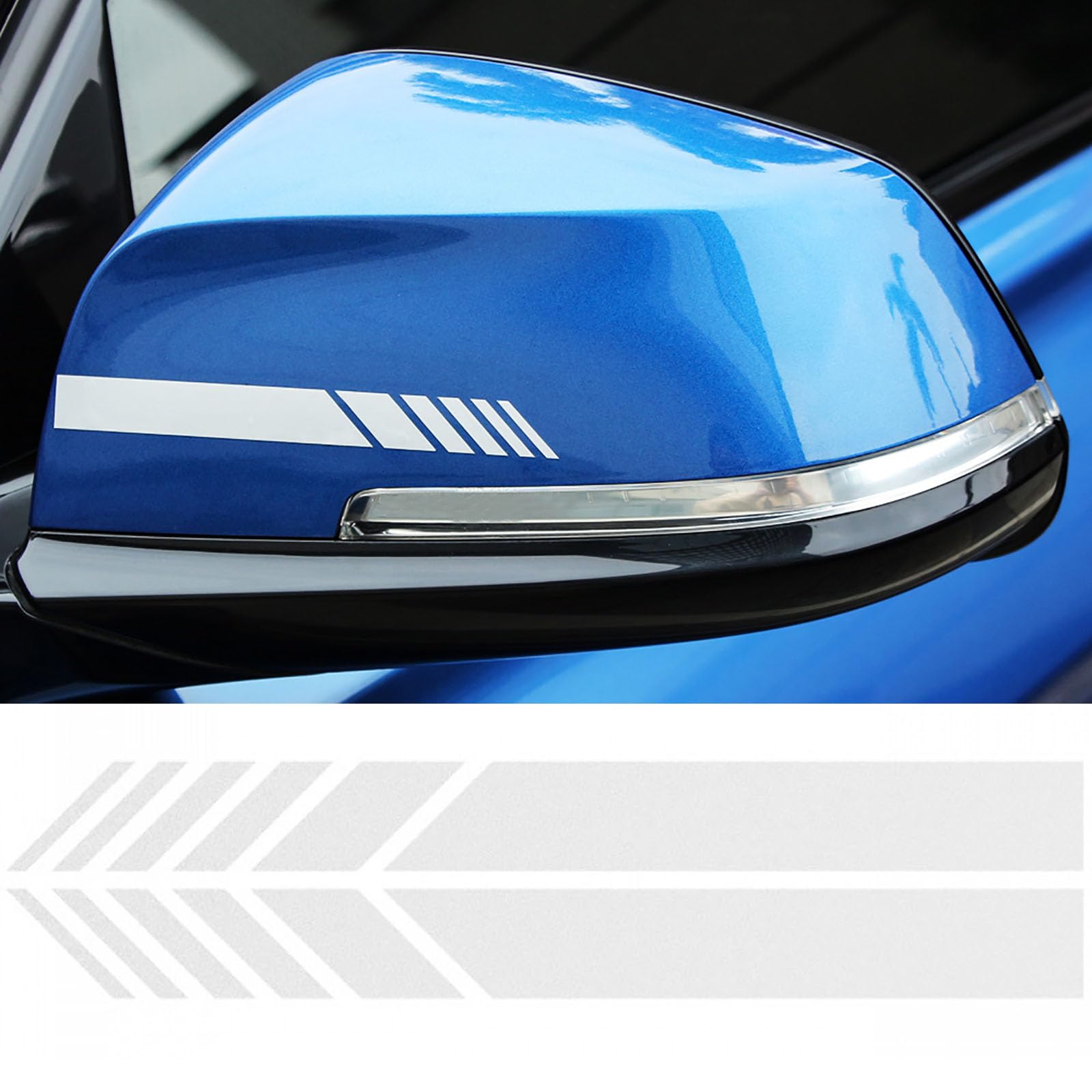 1 Paar Auto-Rückspiegel Aufkleber, Kompatibel für MINI COOPER (JCW) ACEMAN (JCW), modische Farb-Zierstreifen-Dekor-Aufkleber, Auto-Styling,2-White von YPFYBHD