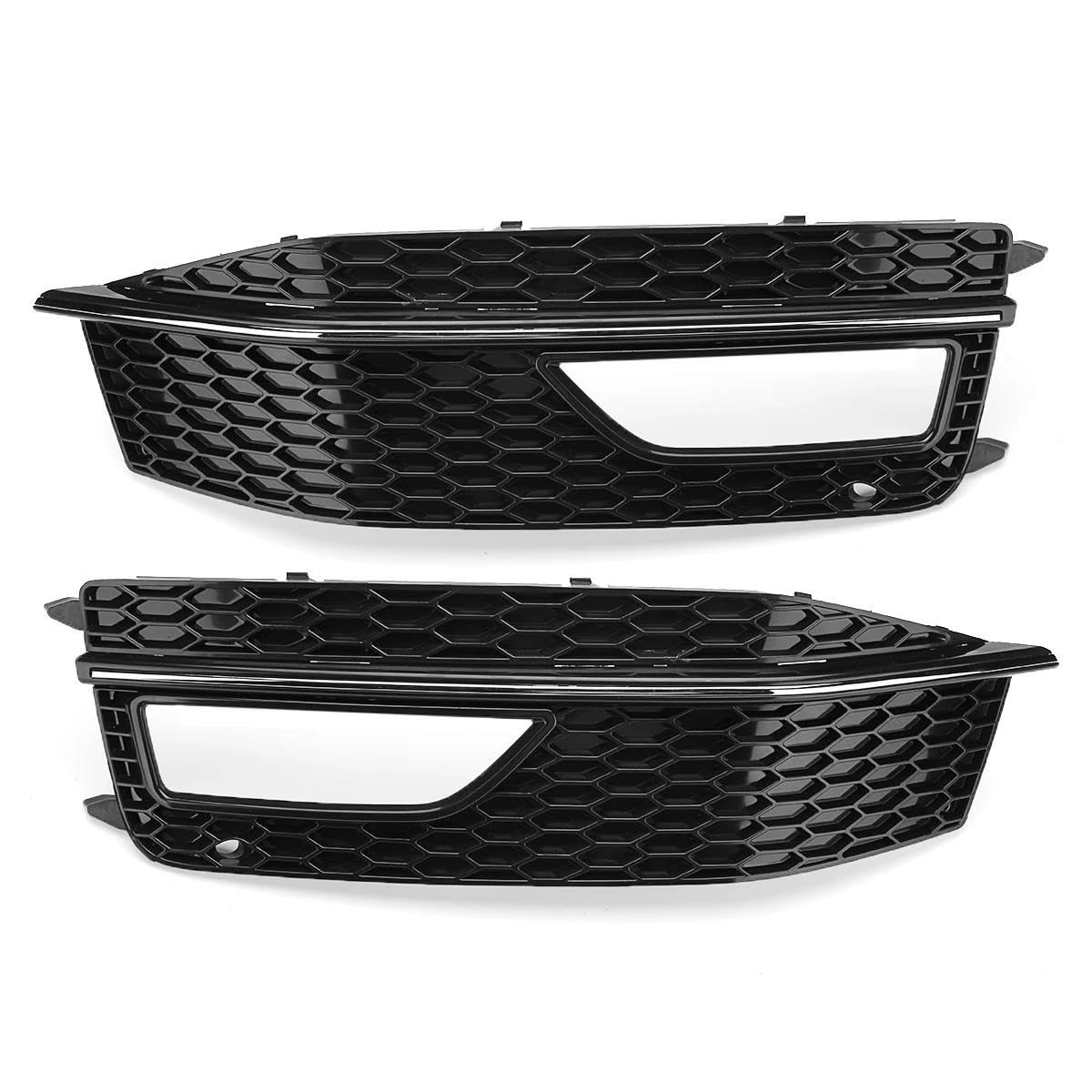 Stoßstangengitter Kompatibel mit A4 B8 S4 2012 2013 2014 2015 Frontstoßstange unterer Nebelscheinwerfergrill Kühlergrill Nebelscheinwerfergrillabdeckung 8K0807681P 8K0807682P 1 Paar(With Chrome) von YPLVWSOYQ