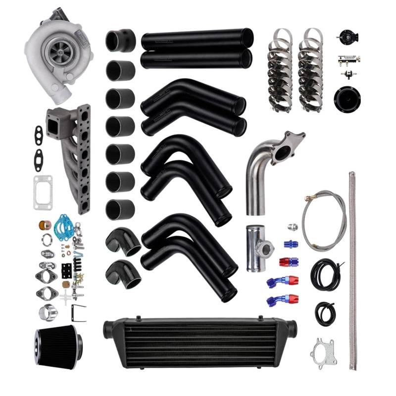 YPLVWSOYQ Abgasturbolader Kompatibel Mit Für E36 M3 I6 1992 1993 1994 1995 1996 1997 1998 1999 T3 T4 Turbokompressor-Turbine Turbokrümmer Ladeluftkühler-Rohrleitung Wastegate-Kit von YPLVWSOYQ