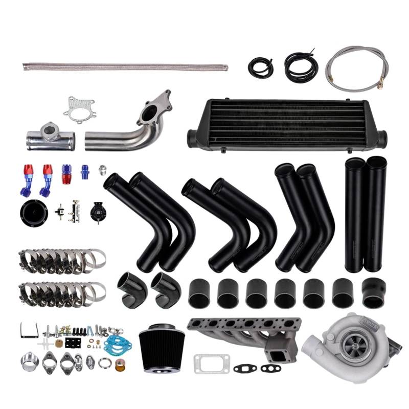 YPLVWSOYQ Abgasturbolader Kompatibel Mit Für E46 325i / 325Ci / 325Xi / 325Ti I6 2001-2007 T3 T4 Turbokompressor-Turbine Turbokrümmer-Ladeluftkühler-Rohrleitungen Für Wastegate-Kit von YPLVWSOYQ