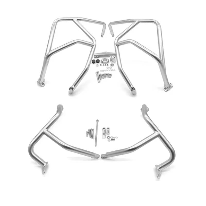 YPLVWSOYQ Motorrad Sturzbügel Kompatibel Mit Benelli Für TRK702 Für TRK702X 2022 2023 Motorrad-Motorschutz, Autobahn-Crash-Bar-Rahmenschutz, Stoßstangenzubehör(Silver,1 Set) von YPLVWSOYQ