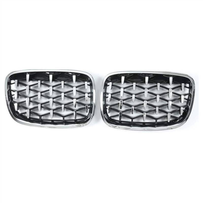 YPLVWSOYQ Nieren Kühlergrille Kompatibel Mit E70 E71 E72 X5 X6 2007 2008 2009 2010 2011 2012 2013 Auto-Front-Nierengitter Snap-on-Stoßstangenhauben-Lufteinlassgitter(All Silver) von YPLVWSOYQ