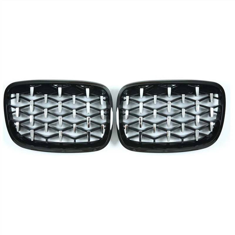 YPLVWSOYQ Nieren Kühlergrille Kompatibel Mit E70 E71 E72 X5 X6 2007 2008 2009 2010 2011 2012 2013 Auto-Front-Nierengitter Snap-on-Stoßstangenhauben-Lufteinlassgitter(Silver Black) von YPLVWSOYQ