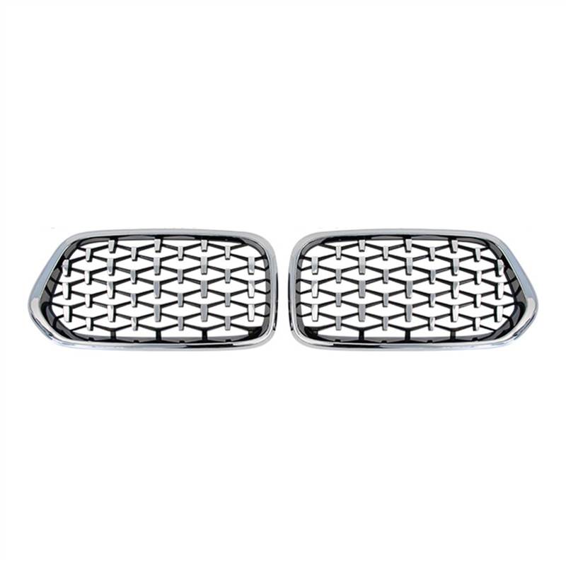 YPLVWSOYQ Nieren Kühlergrille Kompatibel Mit X2 F39 2018 2019 2020 2021 2022 Auto-Snap-on-Obergrillabdeckung Front-Nierengitter Stoßfängerhaube(All Silver) von YPLVWSOYQ