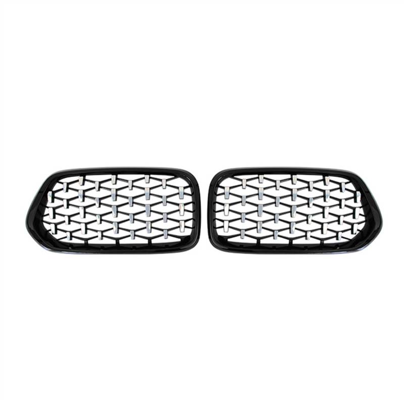 YPLVWSOYQ Nieren Kühlergrille Kompatibel Mit X2 F39 2018 2019 2020 2021 2022 Auto-Snap-on-Obergrillabdeckung Front-Nierengitter Stoßfängerhaube(Silver Black) von YPLVWSOYQ
