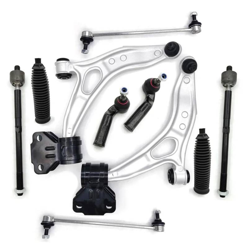 YPLVWSOYQ Querlenker vorne Oben Kompatibel Mit Ford Für Focus 2012–2016, Für C-Max 2013–2016, Vordere Untere Querlenker, Stabilisatorverbindung, Aufhängung, Spurstangenmanschetten-Sets K622788 von YPLVWSOYQ