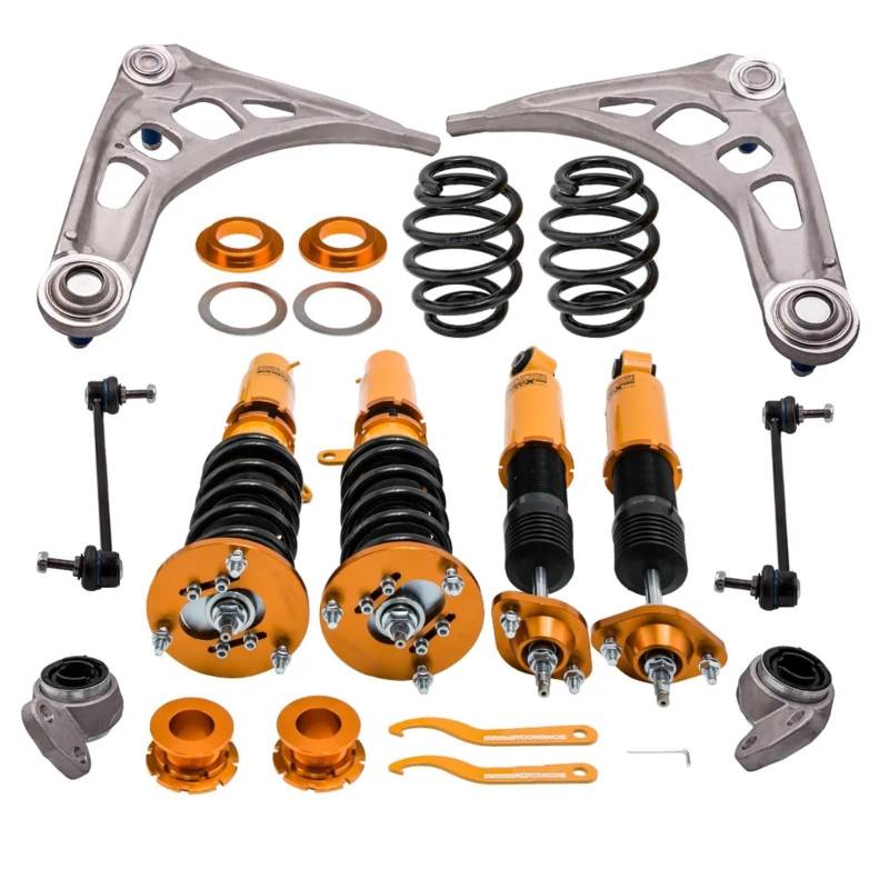 YPLVWSOYQ Querlenker vorne Oben Kompatibel Mit Für 3er-Serie Für E46 4-türige Limousine 1998 1999 2000 2001 2002 2003 2004 2005, Verstellbares Gewindefahrwerk-Querlenker-Aufhängungsset 31126751317 von YPLVWSOYQ