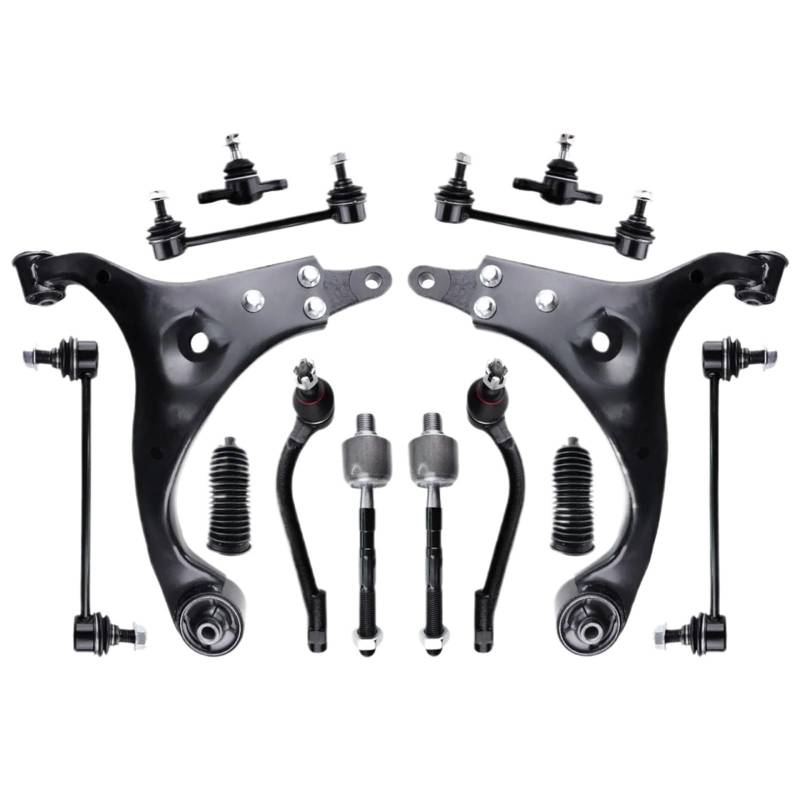 YPLVWSOYQ Querlenker vorne Oben Kompatibel Mit Hyundai Für Elantra 2007 2008 2009 2010 2011 2012 14-teiliger Vorderer Unterer Querlenker-Kugelgelenk-Spurstangenkopf-Stiefel-Satz K641580 K641581 von YPLVWSOYQ