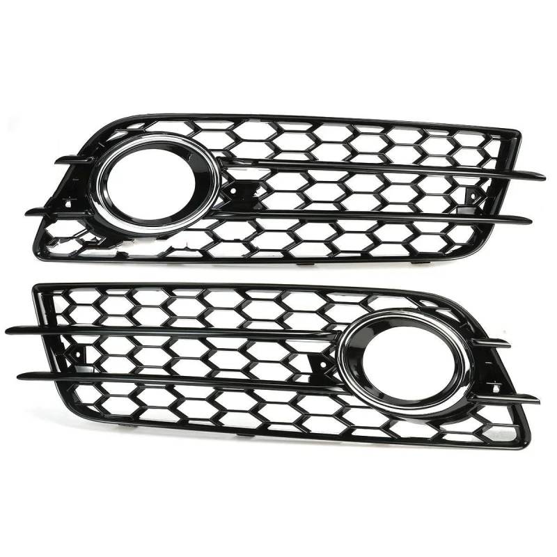YPLVWSOYQ Stoßstangengitter Kompatibel Mit Für A4 B8 S4 2008-2012 Auto Frontstoßstange Nebelscheinwerfer Kühlergrill Abdeckung Waben Sechskantgrill 8K0807681C 8K0807682C 2St von YPLVWSOYQ