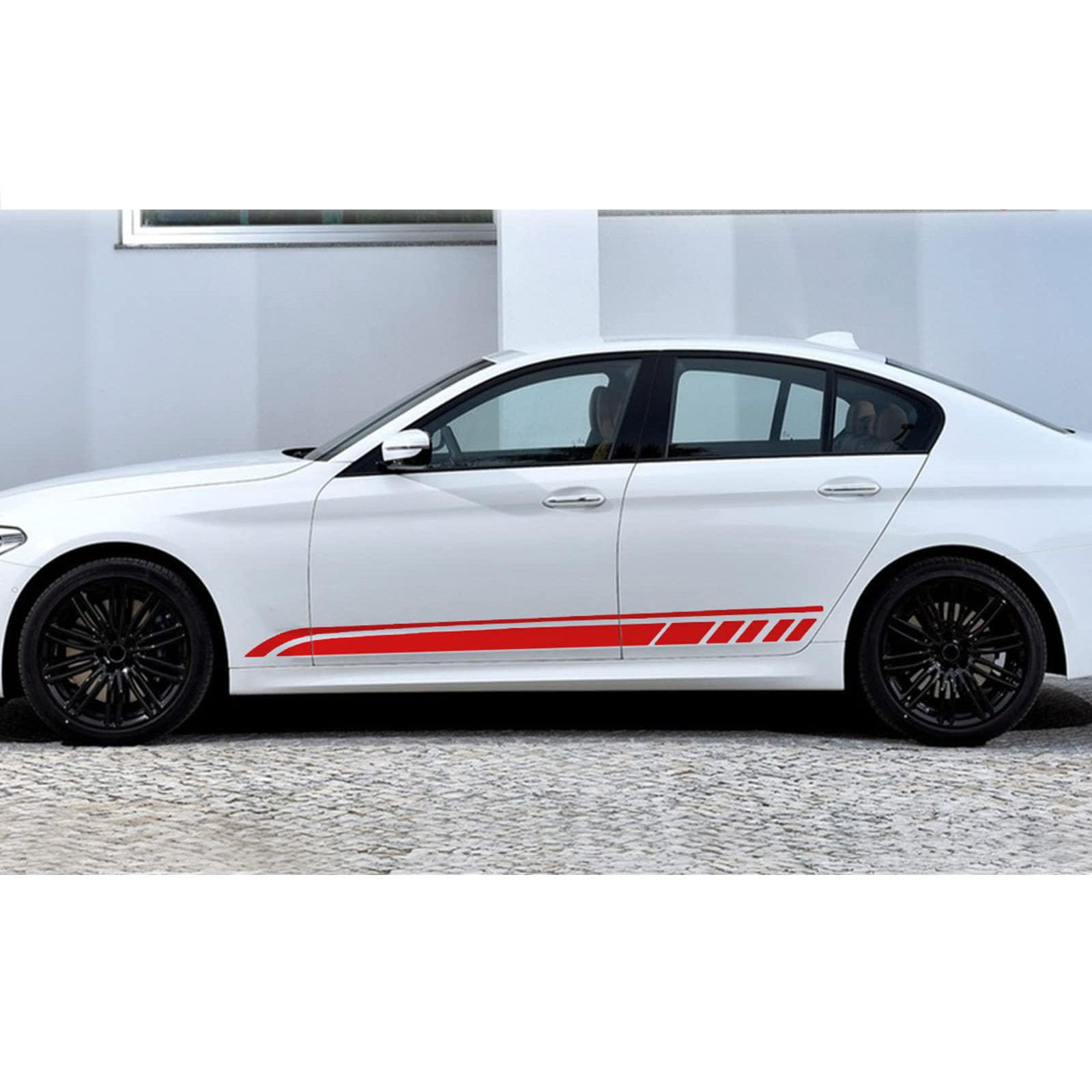 Karosserieaufkleber kompatibel für Hyundai LA Festa Accent Elantra, Seitenschweller-Karosseriestreifen, Autoaufkleber, dekorative Aufkleber, Außenzubehör (2 Stück),Red von YPSQQHD
