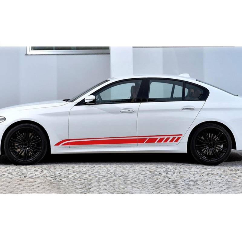 Karosserieaufkleber kompatibel für Hyundai LA Festa Accent Elantra, Seitenschweller-Karosseriestreifen, Autoaufkleber, dekorative Aufkleber, Außenzubehör (2 Stück),Red von YPSQQHD