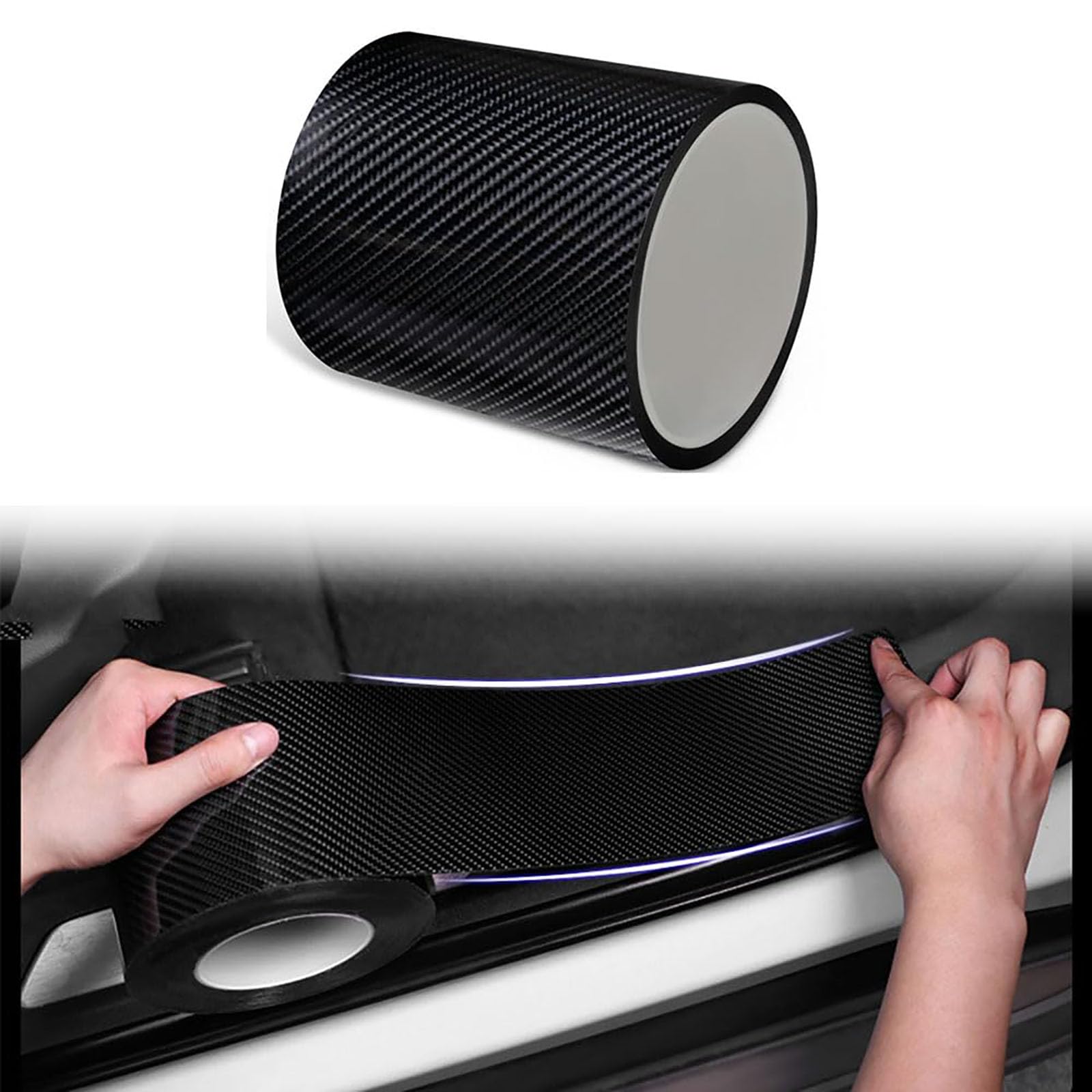 Kompatibel für Opel Vectra Omega, 3M Lange Schutzfolie für die Autotürschwelle, Selbstklebender Klebebandaufkleber mit Kratzschutzstreifen für die Türkante,Carbon Fiber Texture-3CM Wide von YPSQQHD