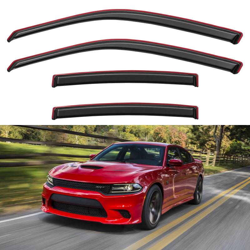Fenster-Regenschutz für Dodge Charger 2011–2023, Fenster-Visiere, Windabweiser für 11–23 Charger 253 von YQAUTEC