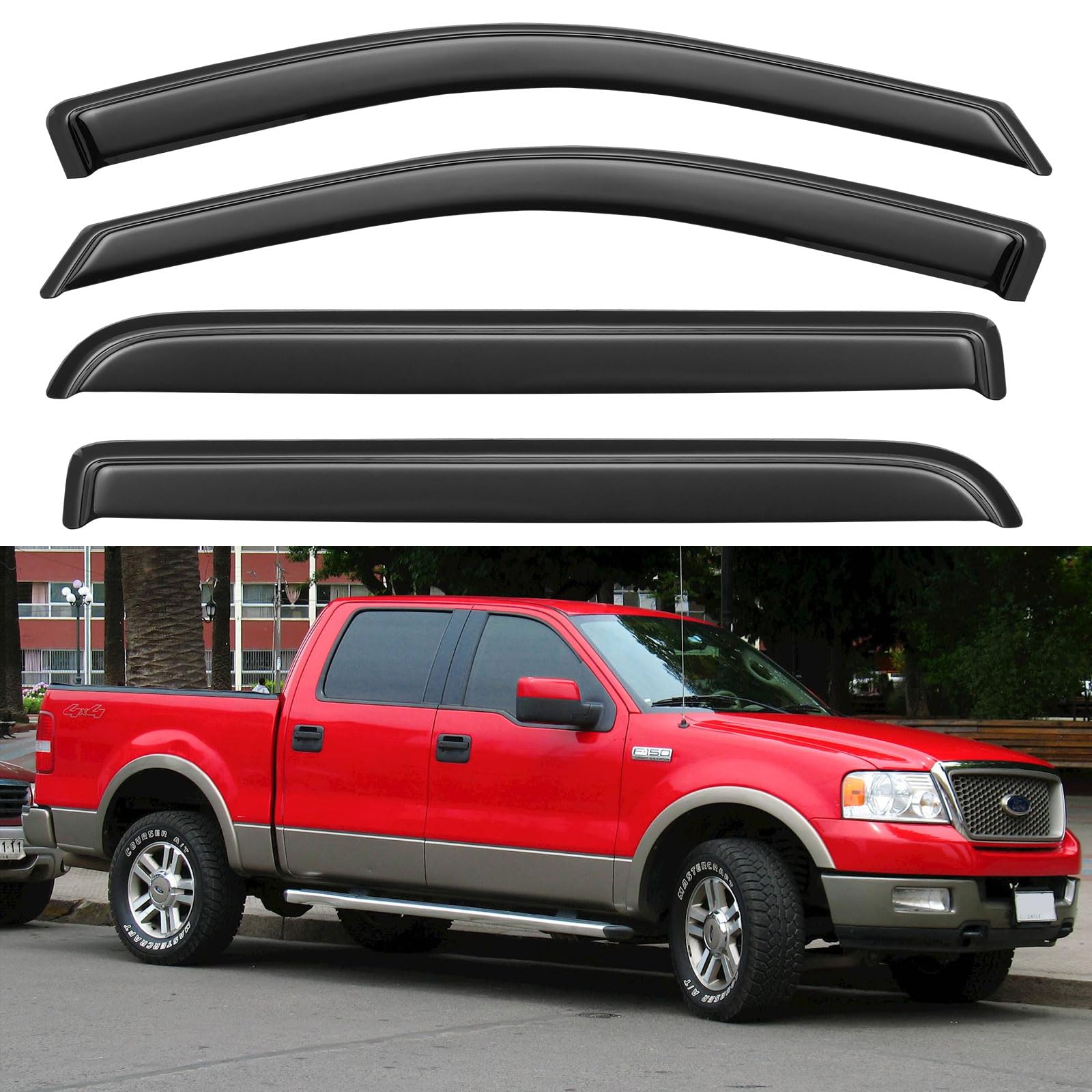 Regenschutz für Fenster 2004 2005 2006 2007 2008 Ford F150 SuperCrew, Fensterlüftungsvisiere Windabweiser für 06 07 08 Lincoln Mark LT Regenschutz für Fenster 2004 2005 2006 2007 2008 Ford F150 SuperCrew, Fensterlüftungsvisiere Windabweiser für 06 07 08 Lincoln Mark LT von YQAUTEC