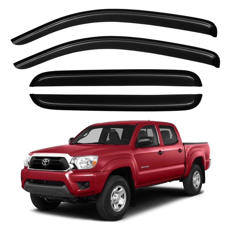 YQAUTEC Fenster Regenschutz Schild für 2005-2015 Toyota Tacoma, Fenster Vent Visiere Blenden Windabweiser für 05-15 Tacoma - Double Cab von YQAUTEC