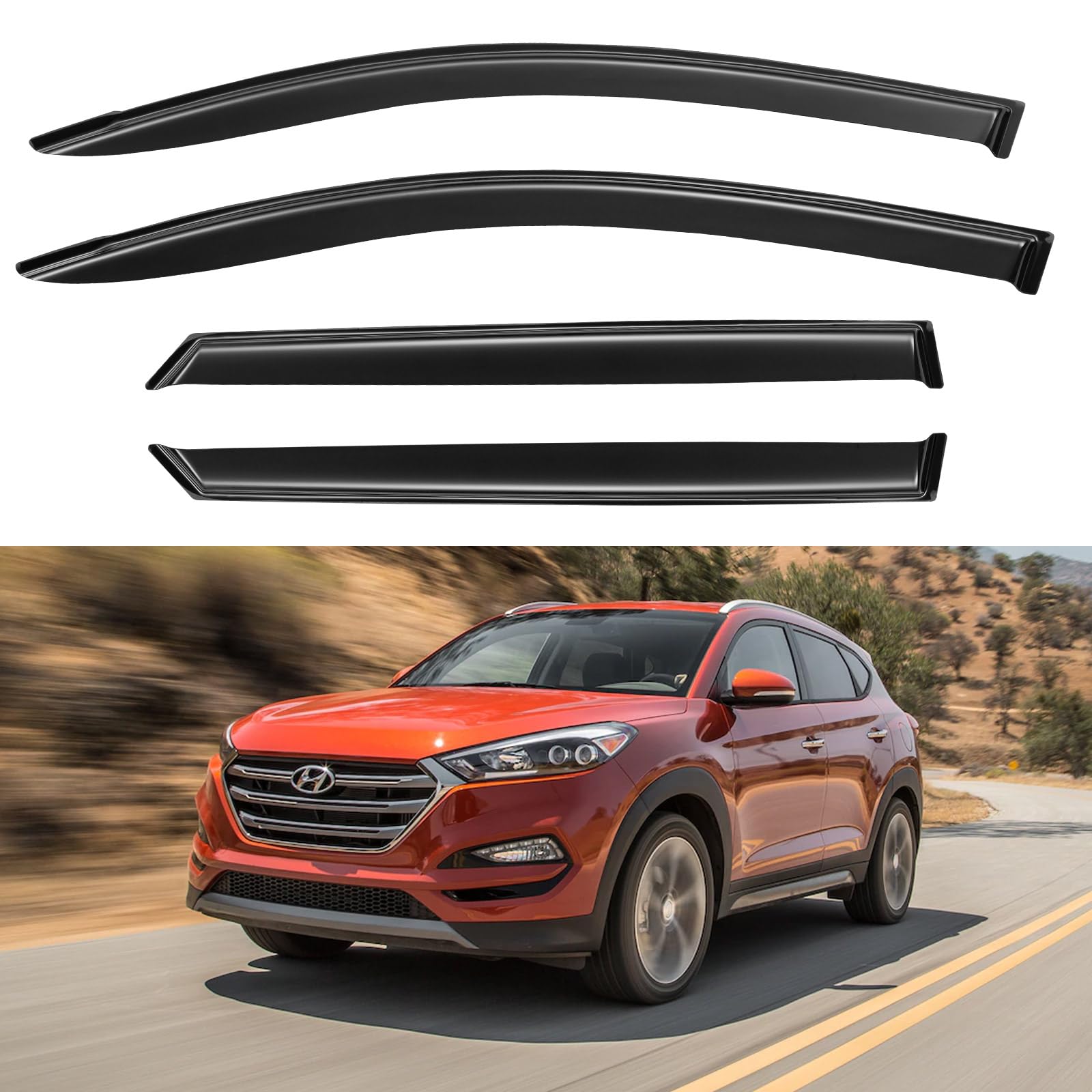 YQAUTEC Fenster-Visiere Regenschutz Schild für Hyundai Tucson 2016–2021 Fenster Windabweiser Vent Shades für 16-21 Tucson YQAUTEC Fenster-Visiere Regenschutz Schild für Hyundai Tucson 2016–2021 Fenster Windabweiser Vent Shades für 16-21 Tucson von YQAUTEC