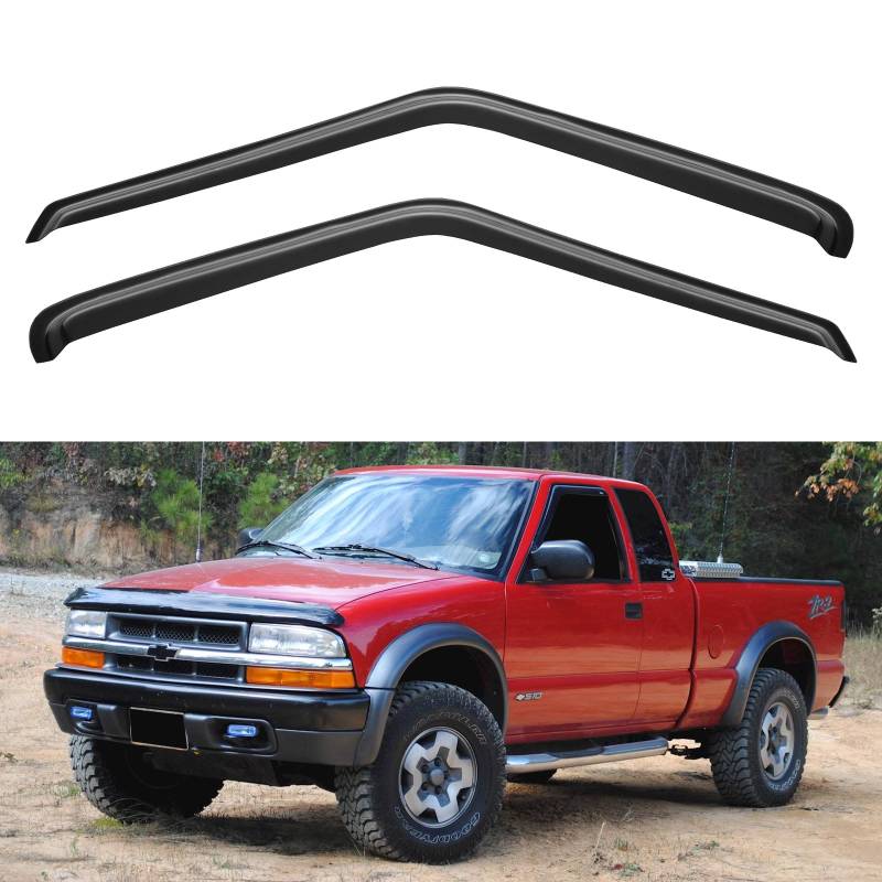 YQAUTEC Fenstervisiere Regenschutz für Chevrolet S10/GMC Sonoma, Fenster-Windabweiser für 1995–2005 S10 Blazer/S15 Jimmy, 1996–2000 Isuzu Hombre von YQAUTEC