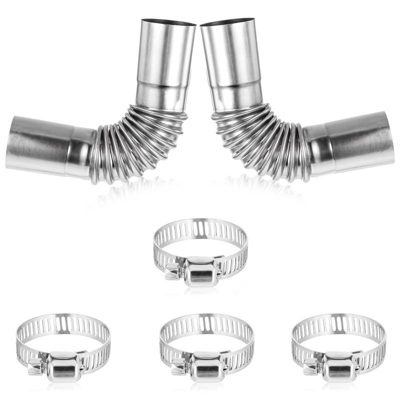 2 Stück Edelstahl Abgasrohr Winkelverbinder, 24 mm Abgasrohr Standheizung, Standheizung Auspuffrohr mit 4 Edelstahlklammern, Autoheizung Auspuffrohr für den Austausch von Autoauspuffrohren von YQQYG