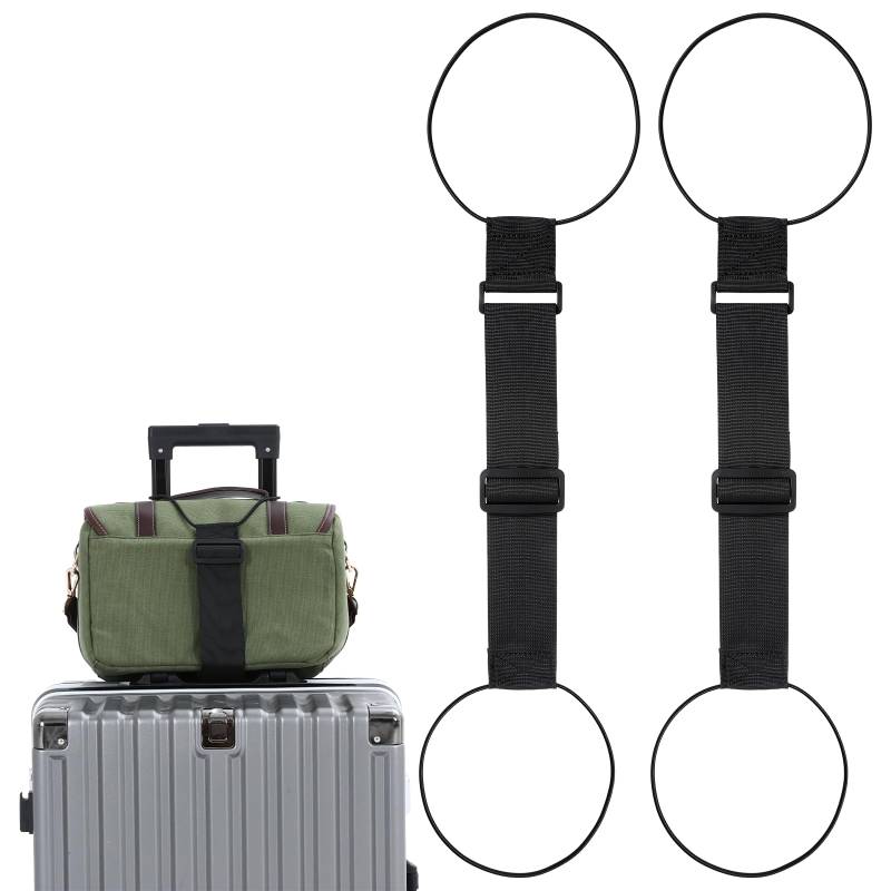 2 Stück Schwarz Luggage Strap, Koffergurt, Gepäckgurt Gepäckgurte für Handgepäcktasche, Reisegurt, Gepäckgurt, elastischer Befestigungsgurt, Koffer Gurt für Koffer, Reisen von YQQYG