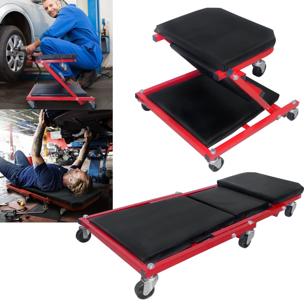 YRHome 2 in 1 KFZ Werkstatt Rollbrett Werkstattliege Montageliege Werkstatthocker 92x44x12cm Montagerollbrett Sitz mit Weichem Kissen und 360° Lenkrollen Klappsitz verwendbar bis 150KG Belastbar YRHome 2 in 1 KFZ Werkstatt Rollbrett Werkstattliege Montageliege Werkstatthocker 92x44x12cm Montagerollbrett Sitz mit Weichem Kissen und 360° Lenkrollen Klappsitz verwendbar bis 150KG Belastbar von YRHome