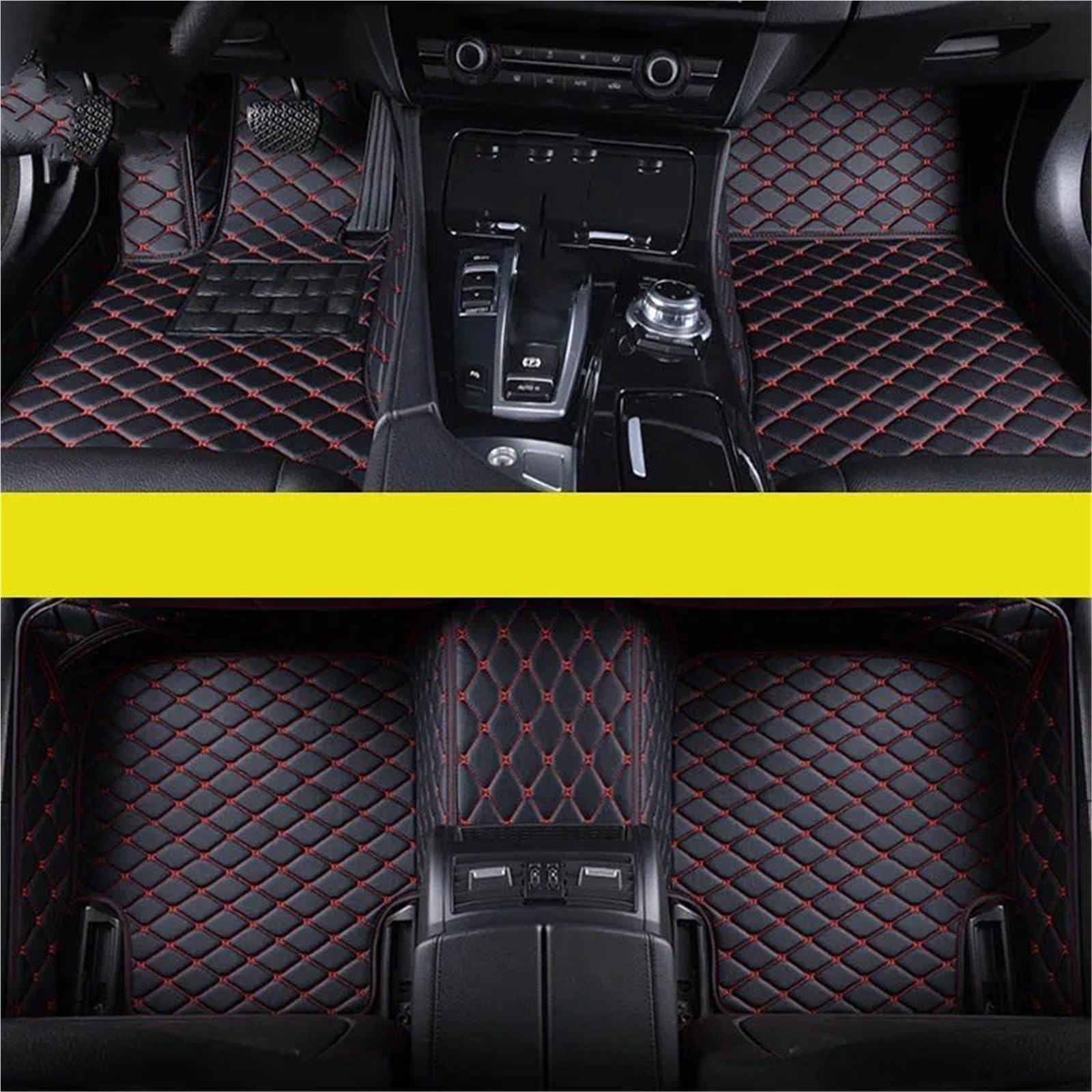 Auto Fußmatten Für SQ5 2012 2013 2014 2015 2016 2017 2018 2019 2020 2021 2022 2023 Auto Fußmatten Auto Teppiche Fuß Coche Zubehör Auto Automatten(Schwarz Rot,2012-2020) von YSASFZX