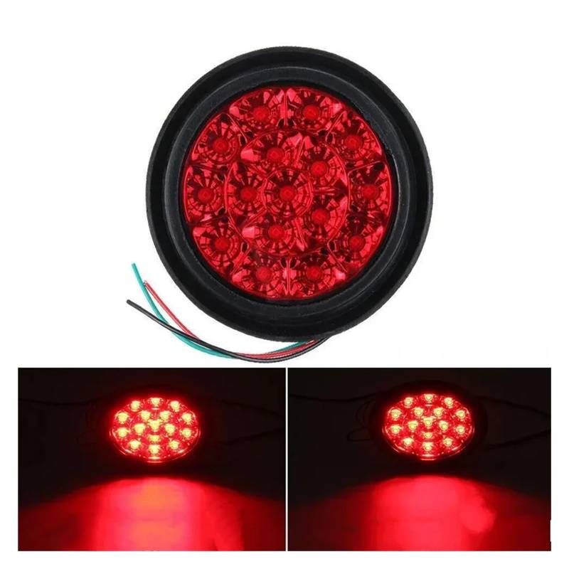 YSASFZX Auto Rücklichter 1/2pcs 12V 24V 4" Inch Round 16 Rear Brake Indicator Stop Tail Light Lamp Truck Trailer Pickup Van Lorry RV Rücklicht(One piece) von YSASFZX