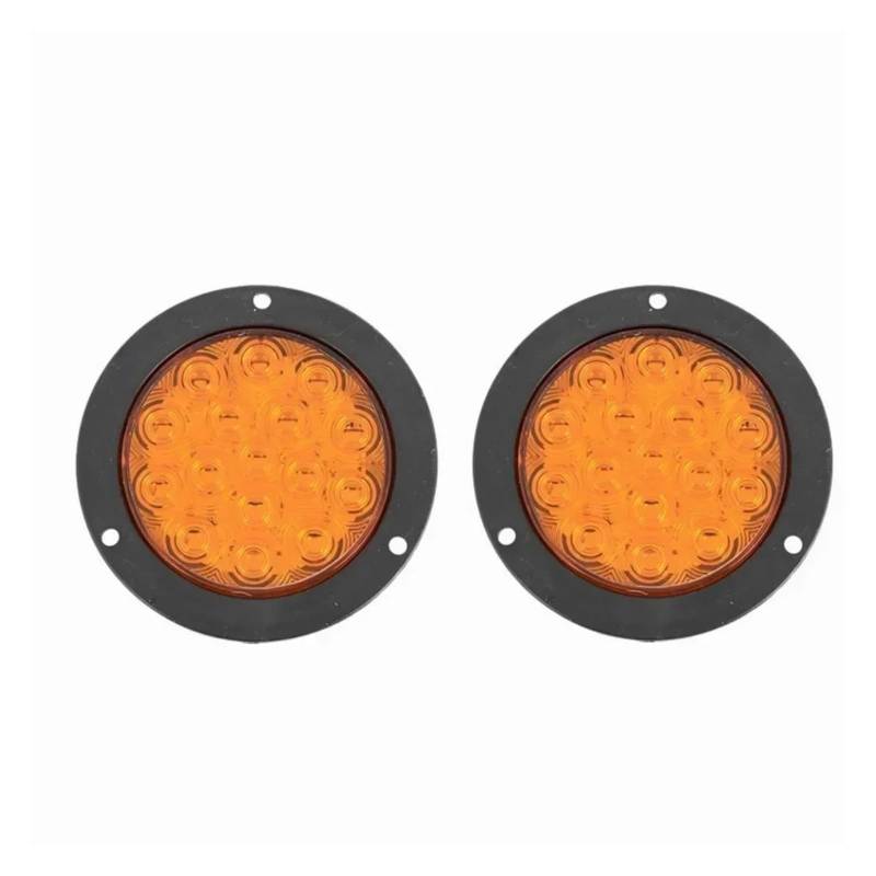 YSASFZX Auto Rücklichter 1 Set 12V 24V 16 4" Round Rear Brake Stop Tail Light Warning Running Reverse Turn Signal Lamp Truck Trailer Lorry Rücklicht(Gelb) von YSASFZX