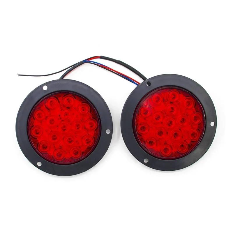 YSASFZX Auto Rücklichter 1 Set 12V 24V 16 4" Round Rear Brake Stop Tail Light Warning Running Reverse Turn Signal Lamp Truck Trailer Lorry Rücklicht(Rot) von YSASFZX