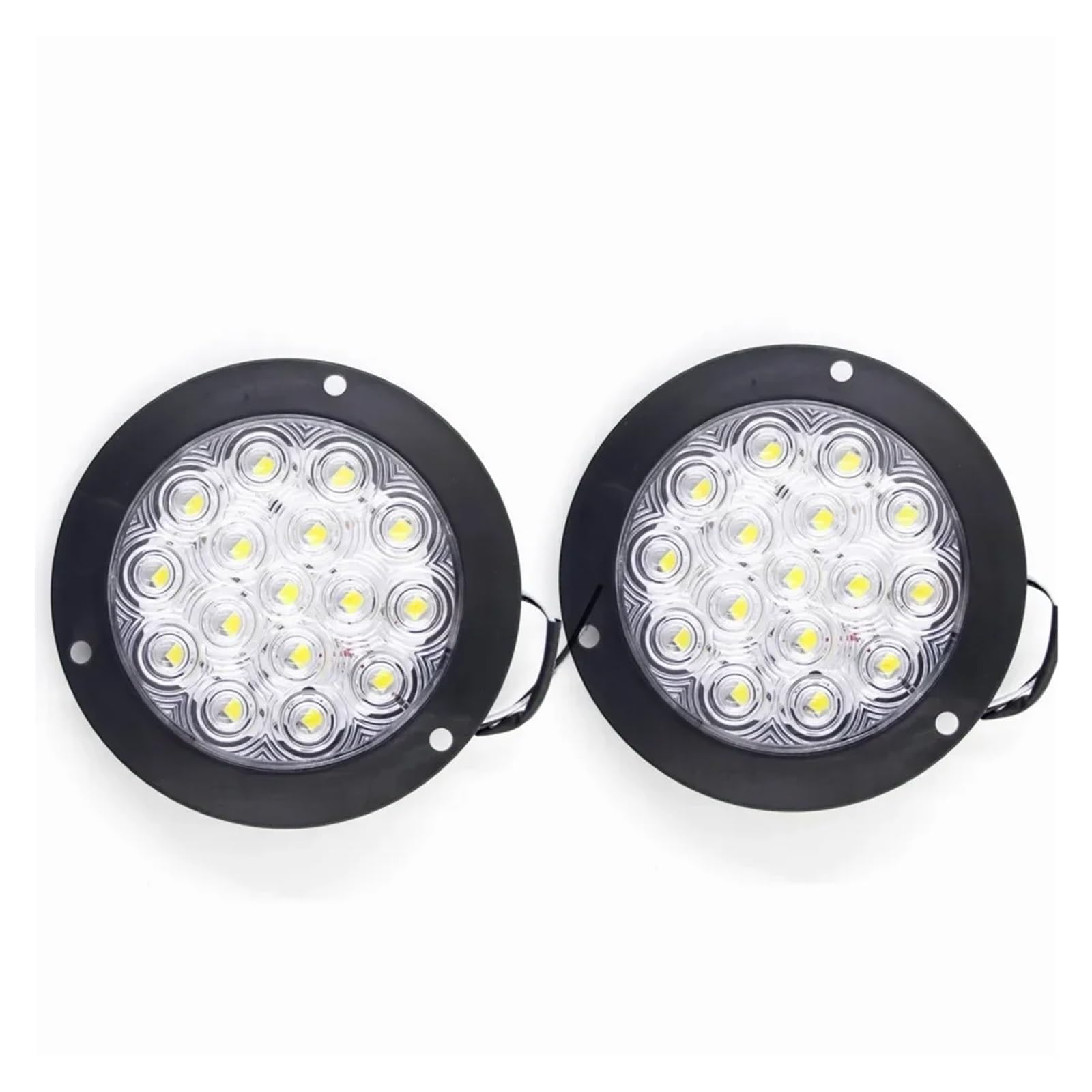 YSASFZX Auto Rücklichter 1 Set 12V 24V 16 4" Round Rear Brake Stop Tail Light Warning Running Reverse Turn Signal Lamp Truck Trailer Lorry Rücklicht(WEISS) von YSASFZX