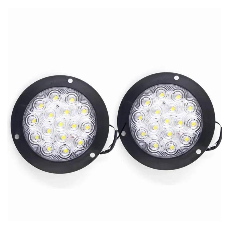 YSASFZX Auto Rücklichter 1 Set 12V 24V 16 4" Round Rear Brake Stop Tail Light Warning Running Reverse Turn Signal Lamp Truck Trailer Lorry Rücklicht(WEISS) von YSASFZX