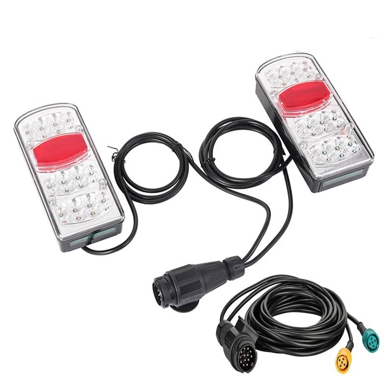 YSASFZX Auto Rücklichter 1 Set 12V Truck Trailer Rear Tail Light 5.5 M Cable 13 Pin Plug Wiring Harness Brake Stop Light Signal Lamp Rücklicht von YSASFZX