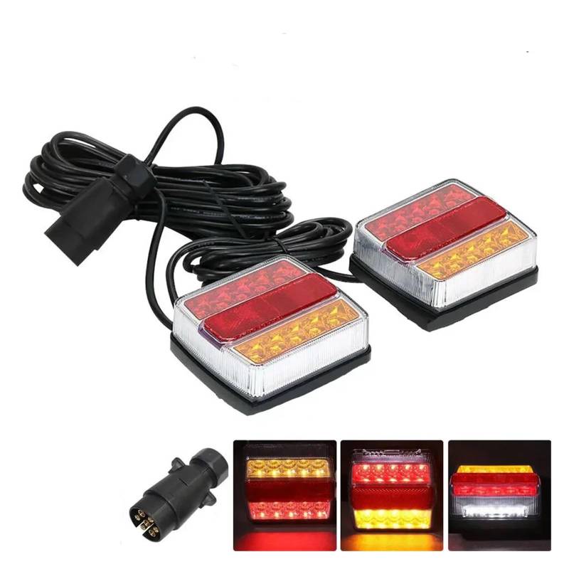 YSASFZX Auto Rücklichter 1 Set 20 Rear Towing Tow Tail Light 10m 12V 7 Pin Brake Stop License Number Plate Lamp Caravans Campers ATV Boat RV Rücklicht von YSASFZX
