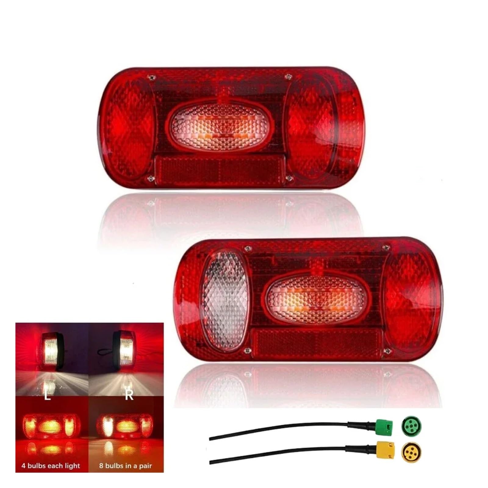 YSASFZX Auto Rücklichter 1 Set 2PCS 12V Trailer Rear Tail Light Stop Brake Light Turn Signal Lamp 5 Functions 5 Core Cable Truck Caravan Lorry Rücklicht YSASFZX Auto Rücklichter 1 Set 2PCS 12V Trailer Rear Tail Light Stop Brake Light Turn Signal Lamp 5 Functions 5 Core Cable Truck Caravan Lorry Rücklicht von YSASFZX
