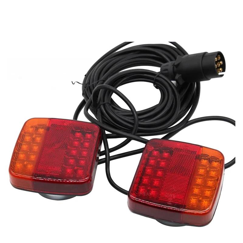 YSASFZX Auto Rücklichter 1 Set Magnetic 26 Rear Tail Light Trailer Truck 10m Cable 7 Pin Plug Brake Stop Signal Lamp Reflector Lorry RV Rücklicht von YSASFZX