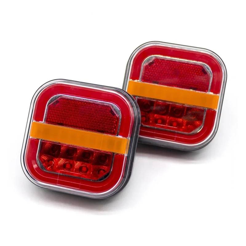 YSASFZX Auto Rücklichter 2Pcs 4inch Tail Light Left Right Rear Brake Lamp Licesen Plate Taillight 12V 24V Turn Signal For Trailer Auto Van Bus Pickup Rücklicht von YSASFZX