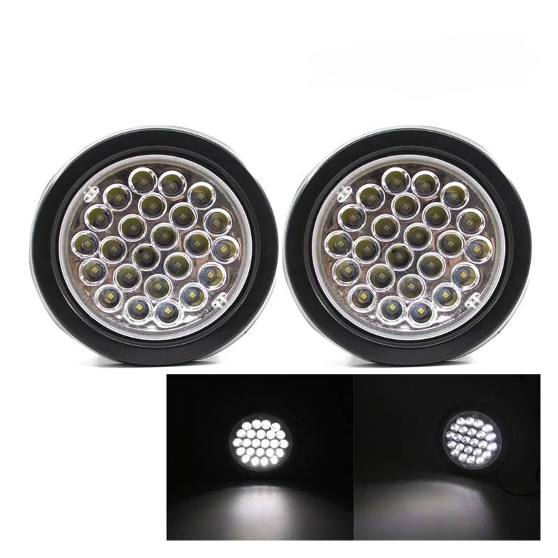 YSASFZX Auto Rücklichter 2pcs 12V 24V 24 Round Rear Taillights Tail Light Turn Signal Brake Stop Warning Reverse Reflector Truck Trailer Lorry Rücklicht(WEISS) von YSASFZX