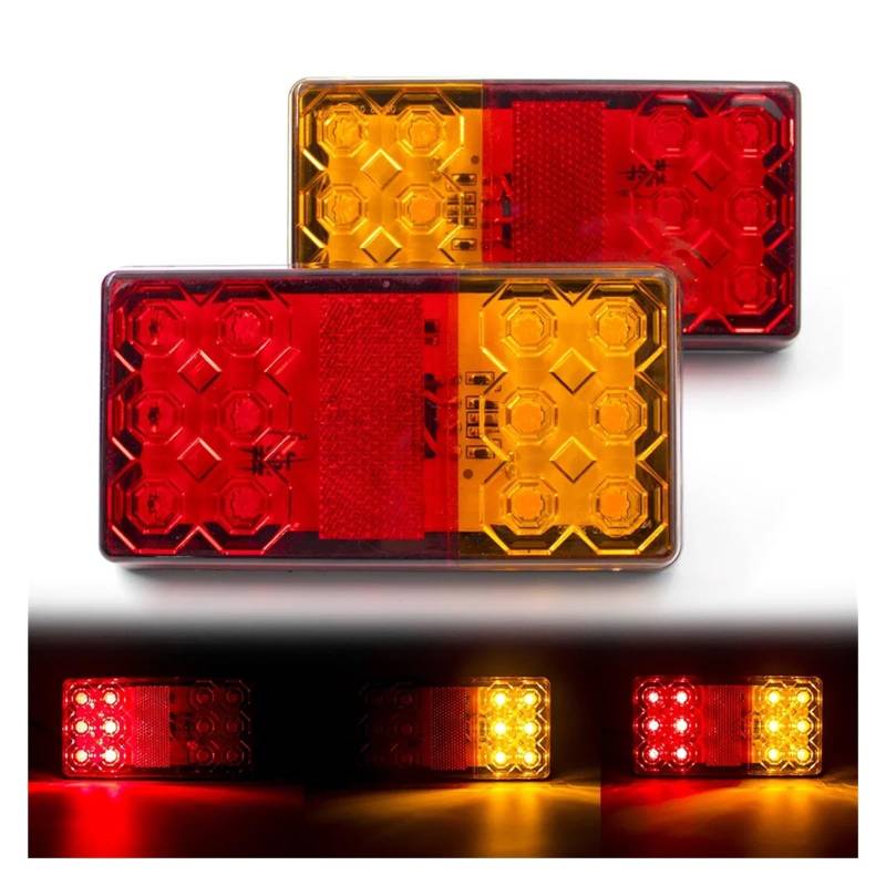 YSASFZX Auto Rücklichter 2pcs 12V 24V Rear Tail Light Brake Stop Taillight Indicator Turn Signal Lamp Waterproof Truck Trailer Boat Rücklicht von YSASFZX