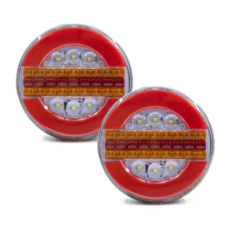 YSASFZX Auto Rücklichter 2pcs 12V 24V Round Trailer TailLight With Brake Light Turn Signal Light Hamburger TailLight Truck Bus Caravan Lorry Rücklicht von YSASFZX