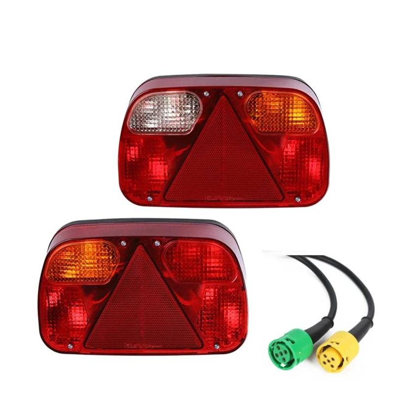 YSASFZX Auto Rücklichter 2pcs 12V Trailer Tail Light Rear Stop Brake Light Reverse Stop Lamp Wiring Harness 5 Core Cable For Truck For Caravan Lorry Rücklicht von YSASFZX