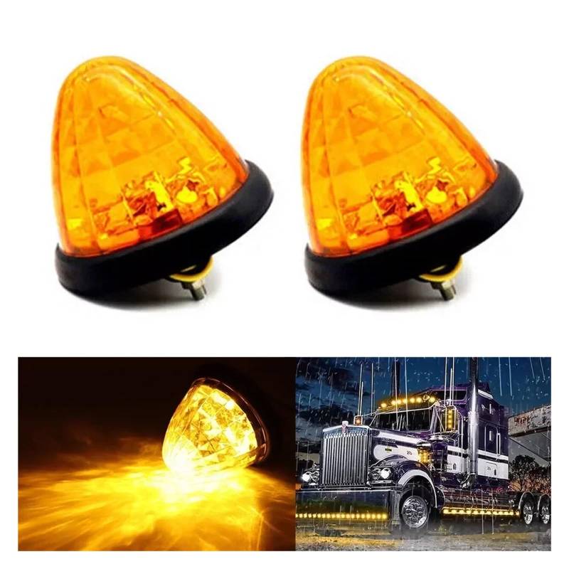YSASFZX Auto Rücklichter 2x 12V 24V External Beehive Dome Clearance Roof Marker Turn Signal Light Warning Tail Parking Indicator Truck Trailer Rücklicht(Orange) von YSASFZX