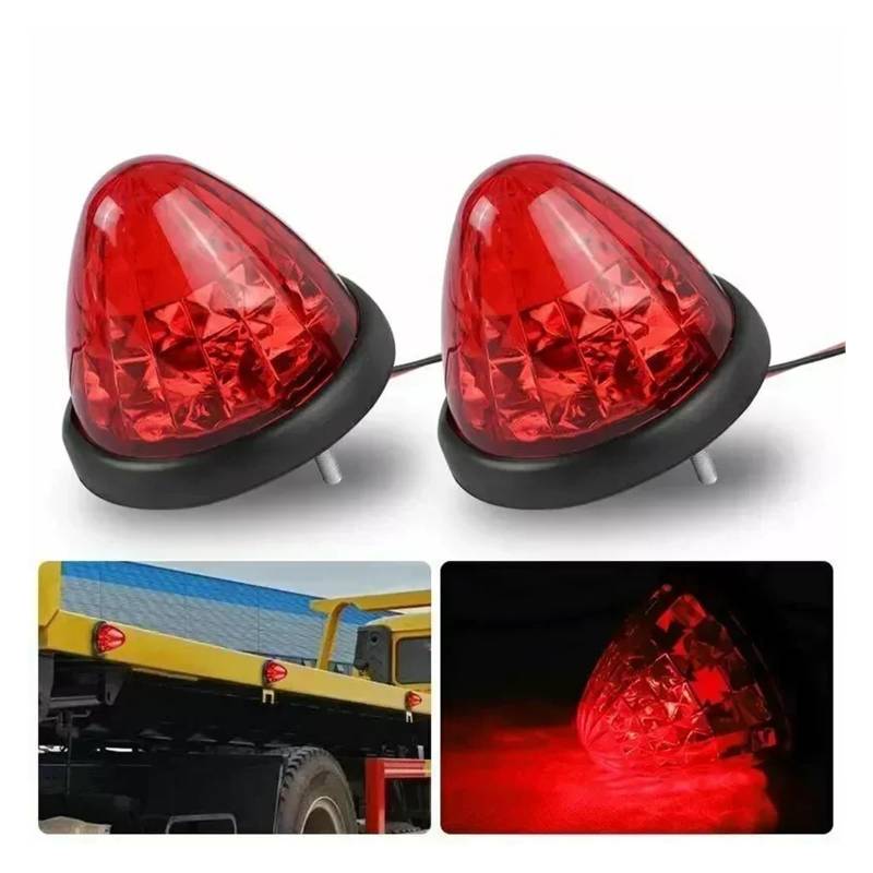 YSASFZX Auto Rücklichter 2x 12V 24V External Beehive Dome Clearance Roof Marker Turn Signal Light Warning Tail Parking Indicator Truck Trailer Rücklicht(Rot) von YSASFZX
