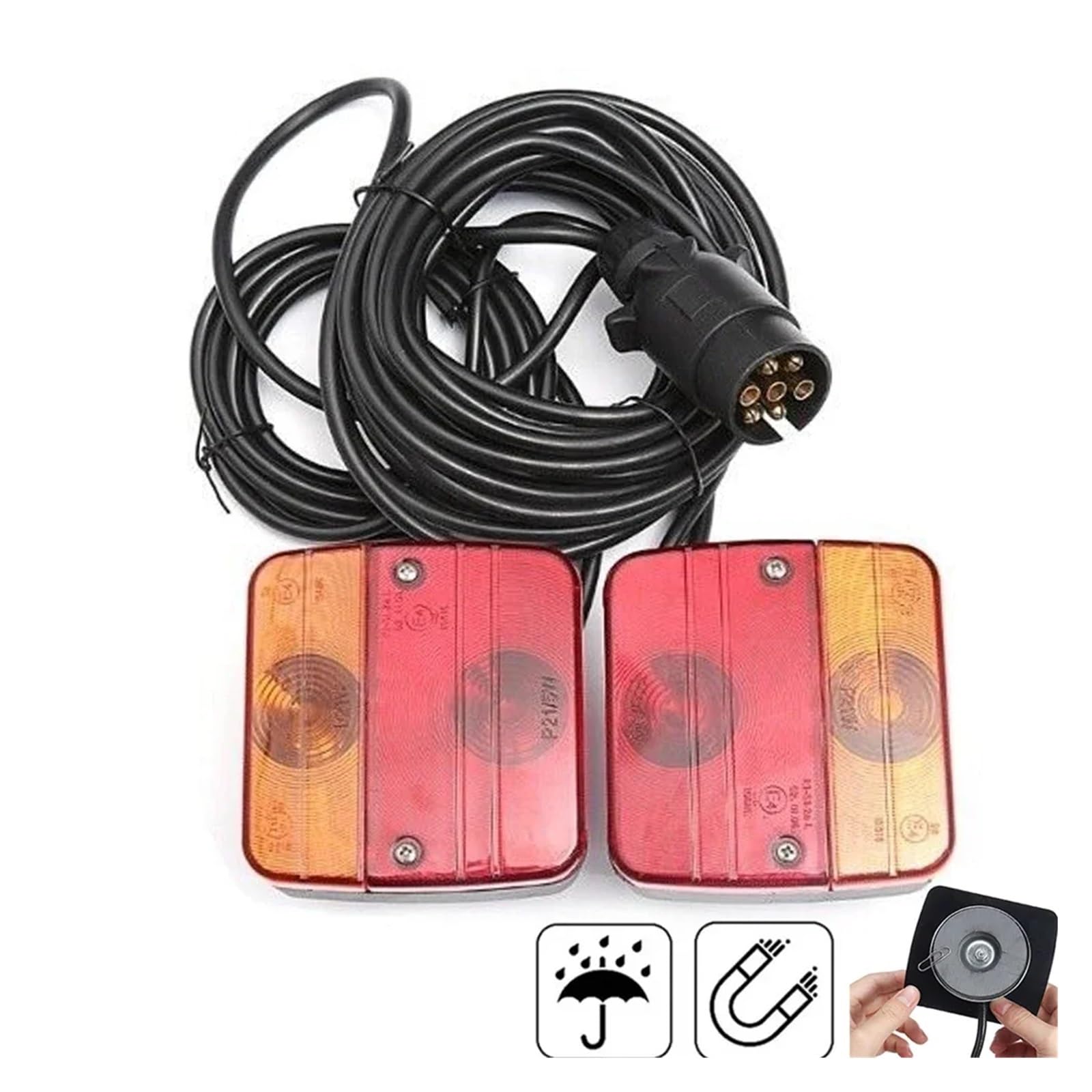 YSASFZX Auto Rücklichter 2x Magnetic 12V Towing Trailer Rear Tail Board Light 10m Cable 7 Pin Brake Stop License Number Plate Reflector Waterproof Rücklicht YSASFZX Auto Rücklichter 2x Magnetic 12V Towing Trailer Rear Tail Board Light 10m Cable 7 Pin Brake Stop License Number Plate Reflector Waterproof Rücklicht von YSASFZX