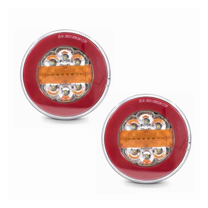 YSASFZX Auto Rücklichter 2x Round 12V 24V Trailer Truck Sequential Dynamic Rear Tail Trun Signal Reverse Brake Stop Lamp Lorry Tractor Rücklicht von YSASFZX