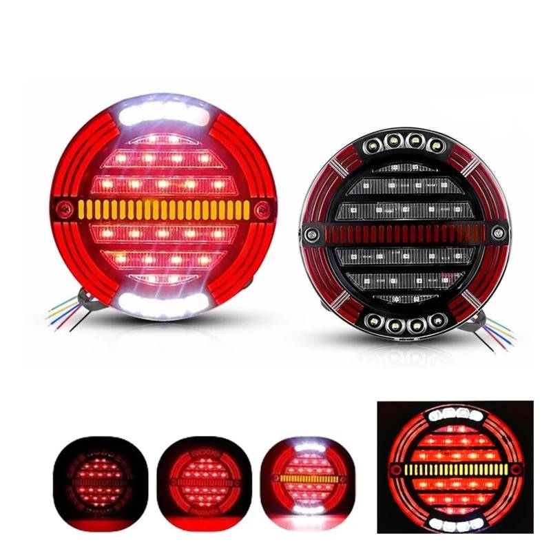 YSASFZX Auto Rücklichter 4 In 1 5.3" Inch 12V 24V Round Brake DRL Turn Tail Light Reverse Lamp For Car Truck Trailers Tractor For Caravan Lorry Van Rücklicht von YSASFZX