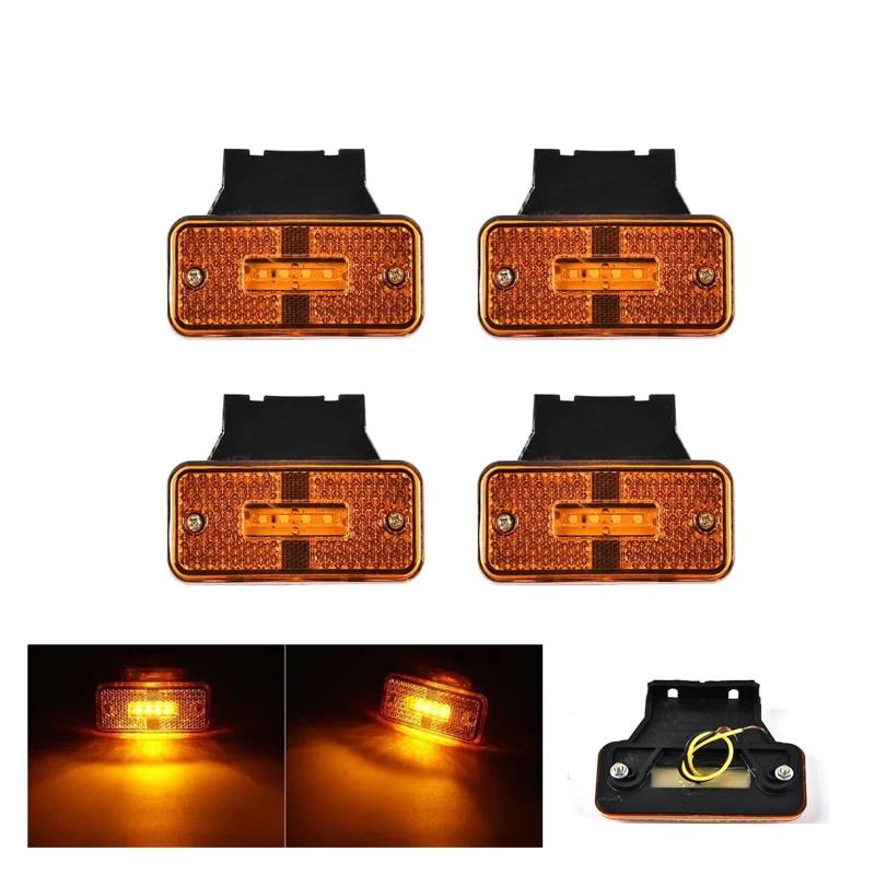 YSASFZX Auto Rücklichter 4pcs 24V 4 Truck Side Marker Light With Bracket Turn Signal Clearance Warning Tail Lamp Trailer Lorry Boat RV Rücklicht von YSASFZX