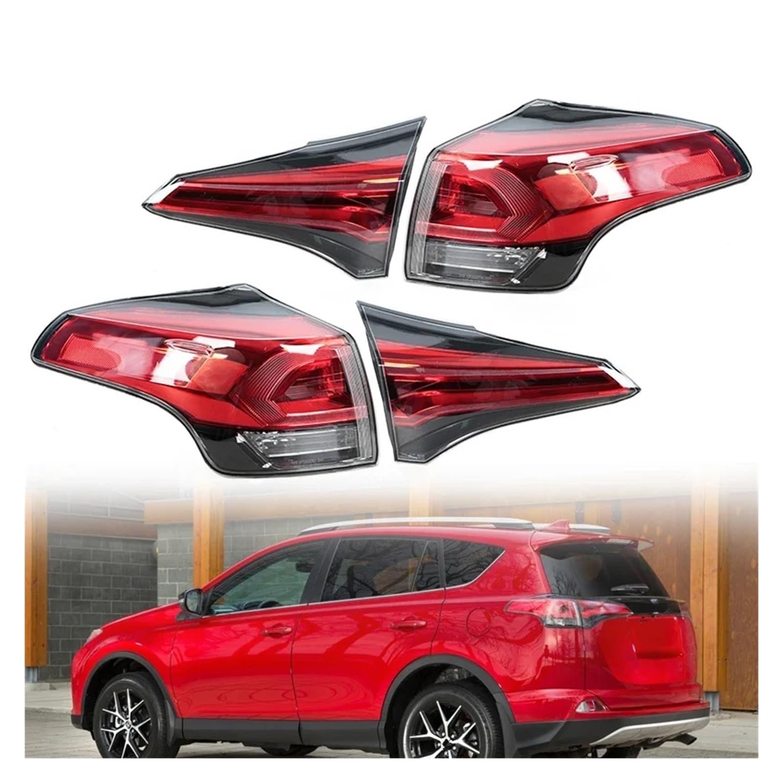 YSASFZX Auto Rücklichter For TOYOTA For RAV4 2016 2017 2018 Tail Light Lamp Rear Light Brake Light Turn Signal Lamp Reversing Lamp With Bulb US Version von YSASFZX