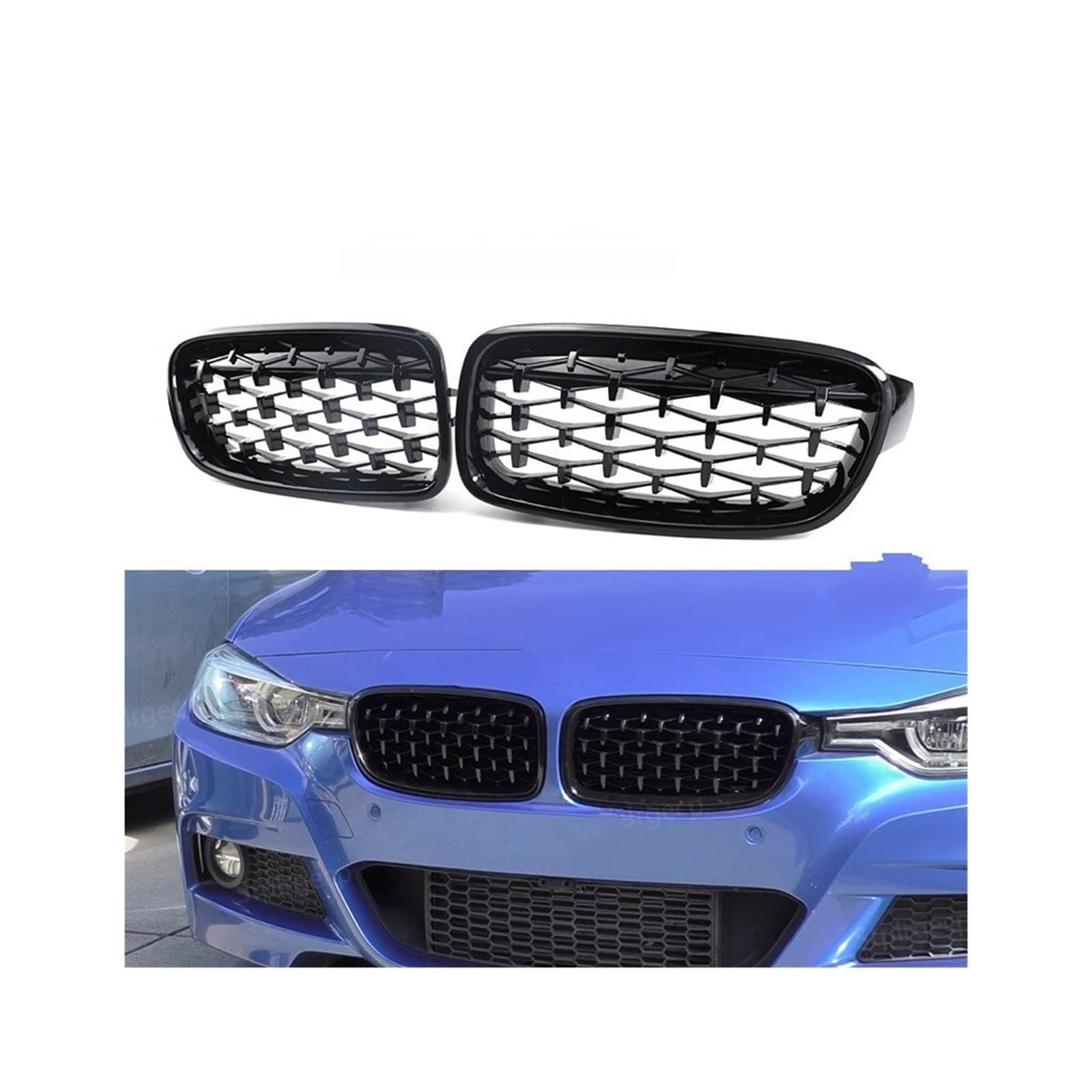Front Grill Grills Autozubehör Frontstoßstange Nierengrill Doppellamelle Racing Sportgrill Für 3er F30 F31 F35 2011-2019(3) von YSBVBLRMRV